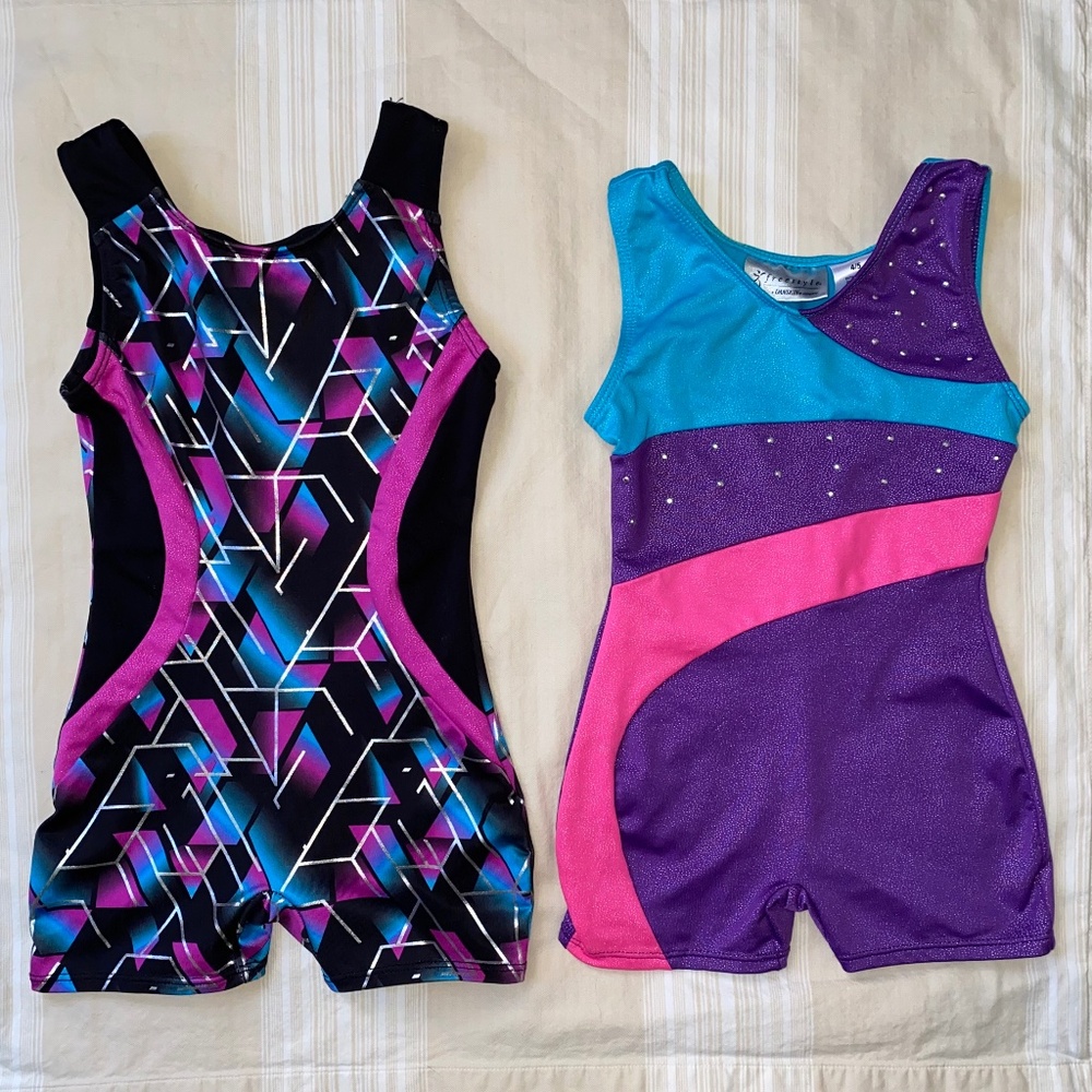 Danskin Girls Two-Piece Dance Leotard Set in Black, Purple, Pink, Teal